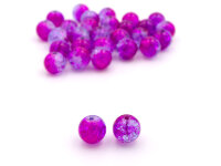 Crackleglasperlen in magenta und weiß 10 mm 30...