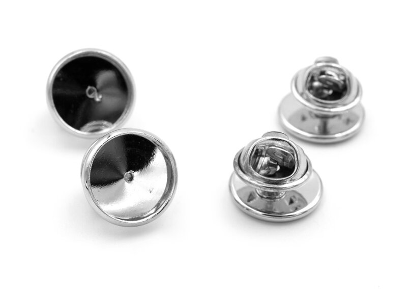 Pin Fassung silberfarben platiniert 12 mm 4 Stück