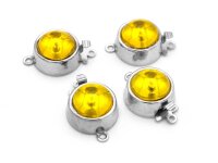 Steckverschlüsse in platinfarben mit gelbem Cabochon...