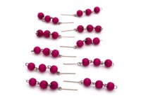 Verbinder mit drei Perlen aus Holz in magenta und...