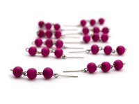 Verbinder mit drei Perlen aus Holz in magenta und...