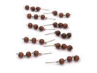 Verbinder mit drei Perlen aus Holz in hellbraun und...