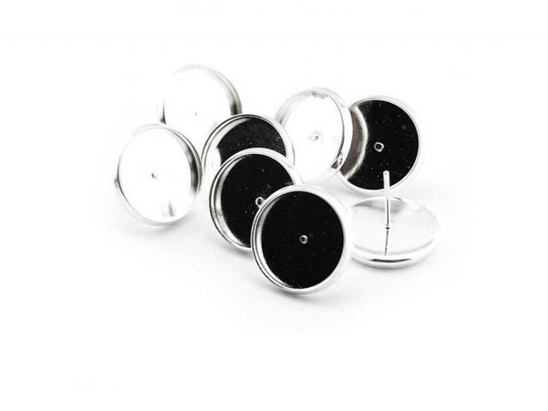 Ohrstecker aus 304 Edelstahl in Silberfarben 14 mm 8 Stück