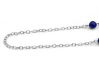 Gliederkette mit dunkelblauen Perlen in platinfarben 100cm