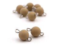 Verbinder mit einer matten Perle in beige 8 Stück