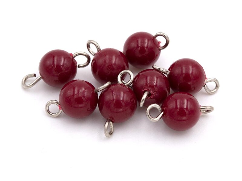 Verbinder mit einer 8mm Perle in weinrot 8 Stück