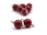 Verbinder mit einer 8mm Perle in weinrot 8 Stück