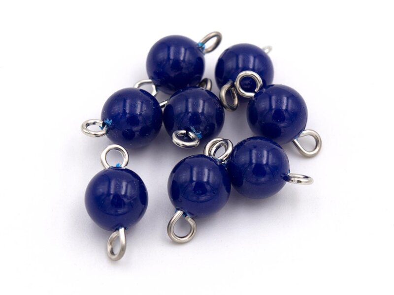 Verbinder mit einer 8mm Perle in marineblau 8 Stück