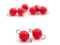 Verbinder mit einer 8mm Perle in kirschrot 8 Stück