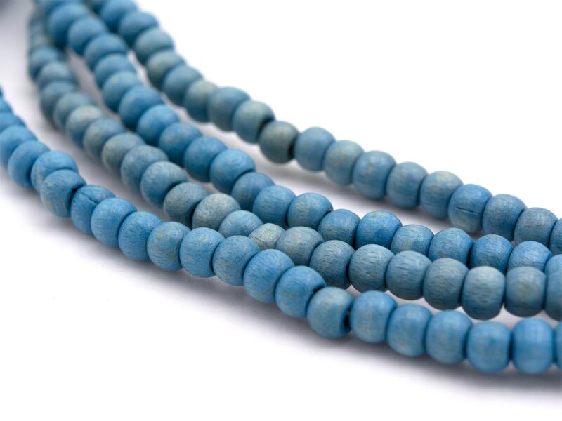 Perlen aus Holz in blau 4mm 100 Stück