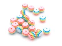 gestreifte Resinperlen rainbow 8 mm 20er Set