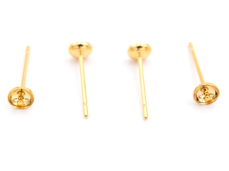 Ohrstecker aus Edelstahl, 24K Goldbeschichtung, 4 Stück