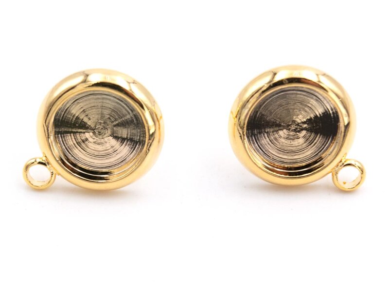 Ohrstecker mit Aufhängung für 8 mm Cabochons mit Echtgold beschichtet 2 Stück
