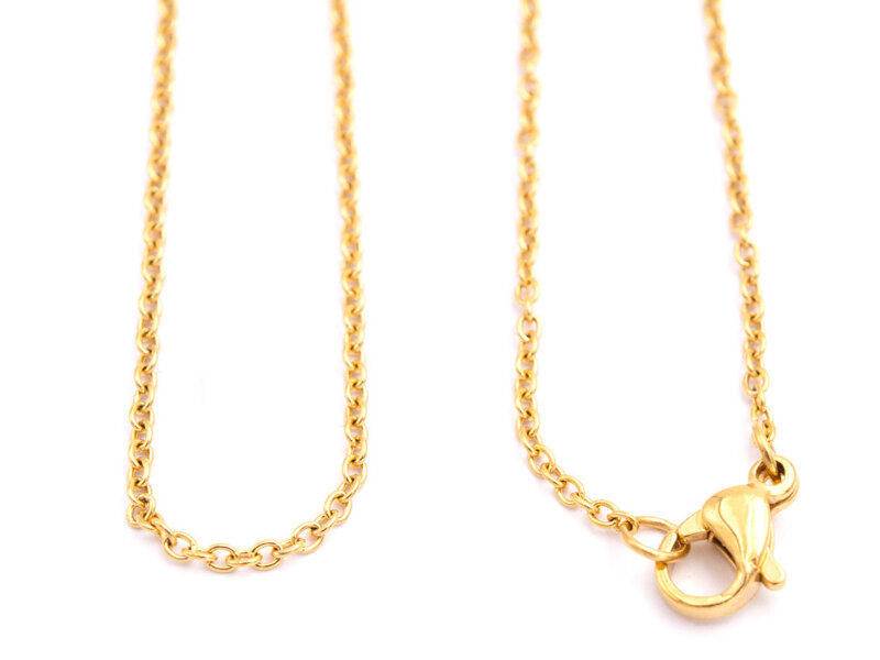 Edelstahlkette Gold 50cm fertige Gliederkette 2x1,5 mm IP-Beschichtung 18K vergoldet 1 Stück
