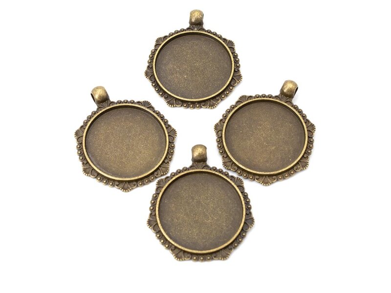 Fassungen in antik bronzefarben für 25 mm Cabochons 4 Stück