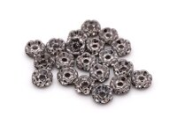 Zwischenperlen mit Strasssteinen in gunmetal 6 mm 20...