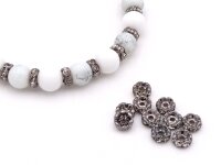 Zwischenperlen mit Strasssteinen in gunmetal 6 mm 20...