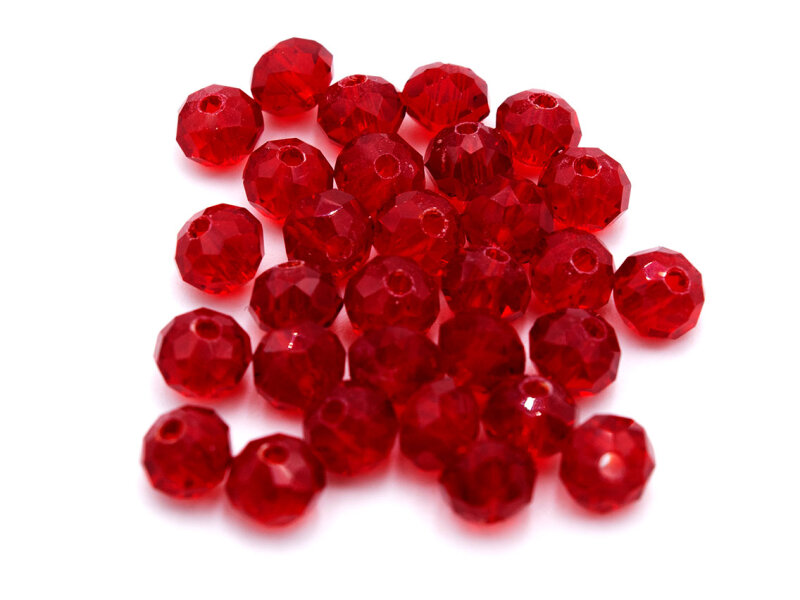 kleine Glasschliffperlen in dunkelrot 6x4 mm 30 Stück