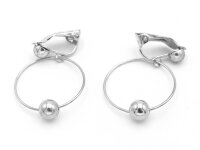 Klippohrringe mit Ring und Perle in platinfarben 2...