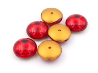 gewölbte Glascabochons in rot und antik goldfarben...