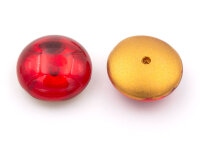 gewölbte Glascabochons in rot und antik goldfarben...