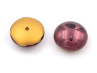 gewölbte Glascabochons in lila und antik goldfarben 14mm 6 Stück
