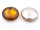 doppelseitige Glascabochons in bernstein und antik silberfarben 14mm 6 Stück