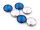 doppelseitige Glascabochons in dunkelblau und antik silberfarben 14mm 6 Stück