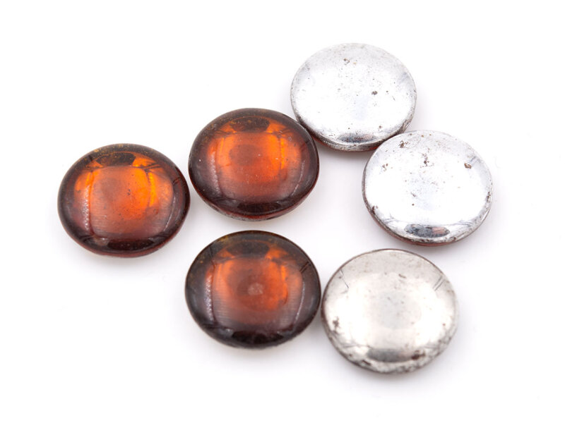doppelseitige Glascabochons in rotbraun und antik silberfarben 14mm 6 Stück