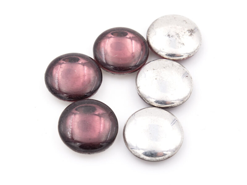 doppelseitige Glascabochons in lila und antik silberfarben 14mm 6 Stück