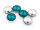doppelseitige Glascabochons in petrol und antik silberfarben 10mm 6 Stück