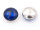 doppelseitige Glascabochons in dunkelblau und antik silberfarben 10mm 6 Stück