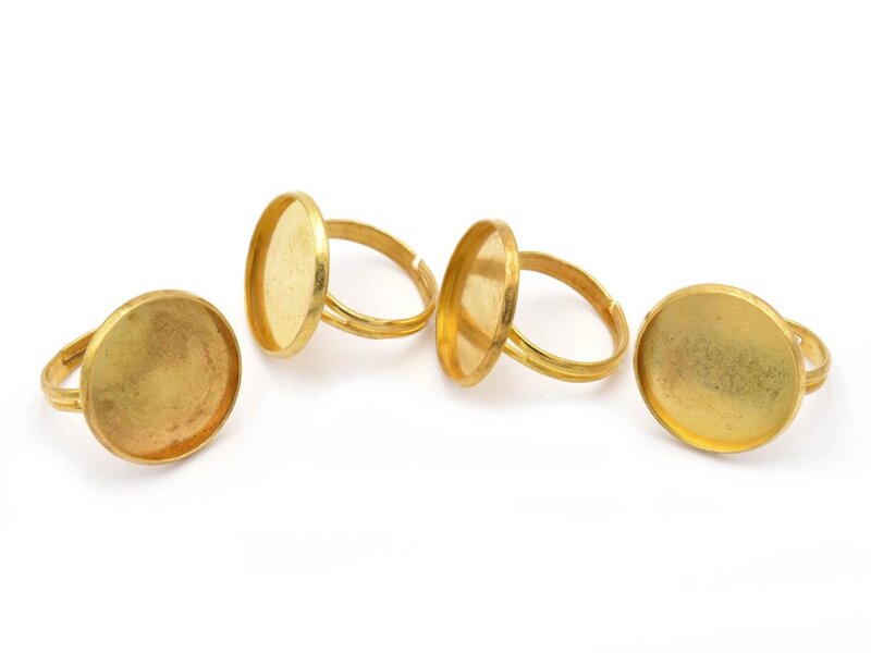 Ringrohlinge für 18 mm Cabochons aus Messing unbeschichtet 4 Stück