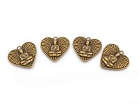 Herzanhänger mit Buddha in antik bronzefarben 4er Set