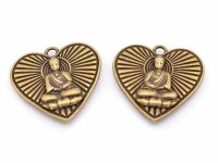 Herzanhänger mit Buddha in antik bronzefarben 4er Set