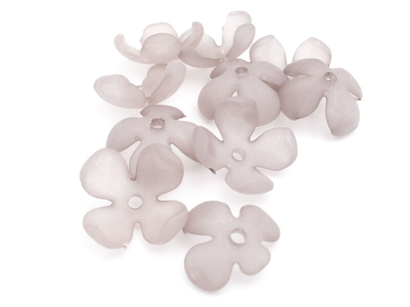 große Perlkappen aus Acryl als Blüte in grau gefrostet 24mm 10 Stück