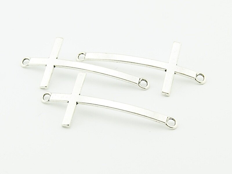 4 Verbinder Kreuz 54 mm antik silberfarben