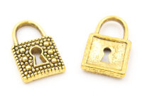 Anhänger Schloss in antik goldfarben 8 Stück