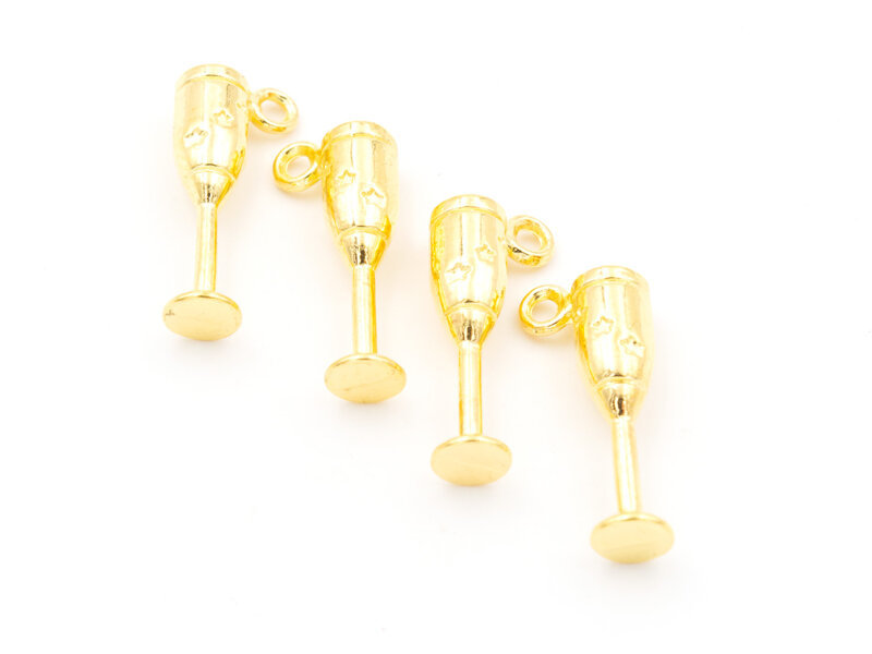 Anhänger Sektglas in goldfarben 4 Stück