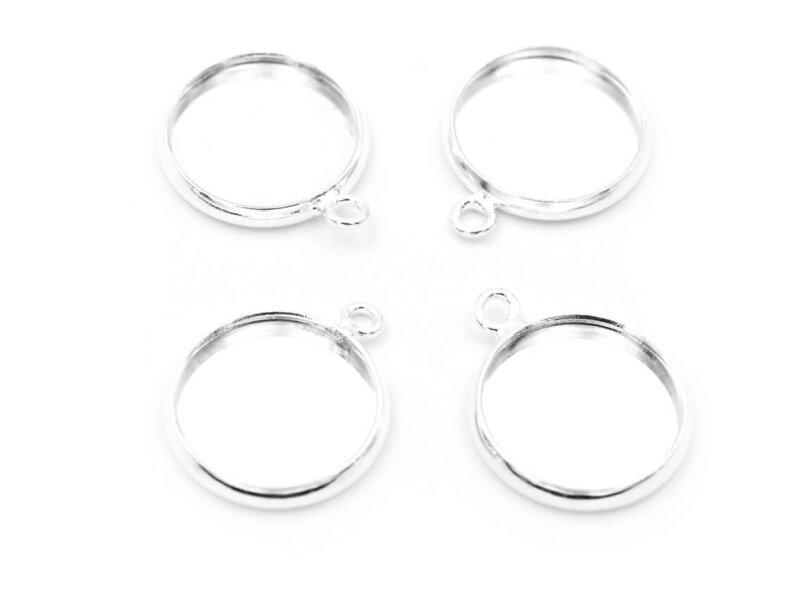 Fassung in silberfarben für 12 mm Cabochon im 4er Set
