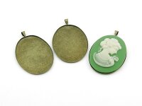 2 Fassungen in antik Bronze für 40 x 30 mm Cabochons
