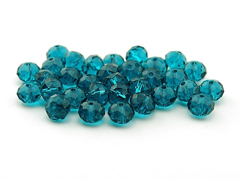 20 Glasschliffperlen in petrol, 8 mm
