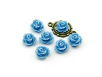10 Cabochon Röschen in blau, 10 mm