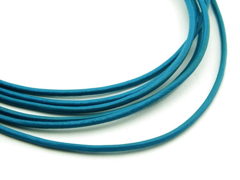 2 m echtes Lederband türkis 2 mm