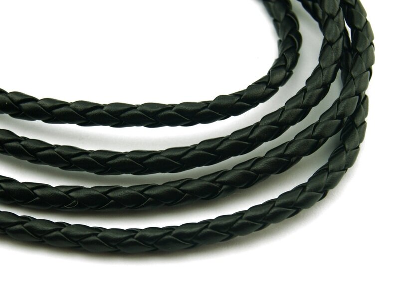 1 m Kunstlederband geflochten schwarz 5 mm