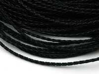 2 m Kunstlederband geflochten schwarz 3 mm