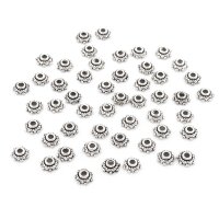 50 Perlkappen in vintage Silber, 6 mm