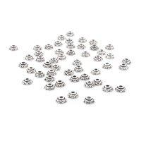 50 Perlkappen in vintage Silber, 6 mm