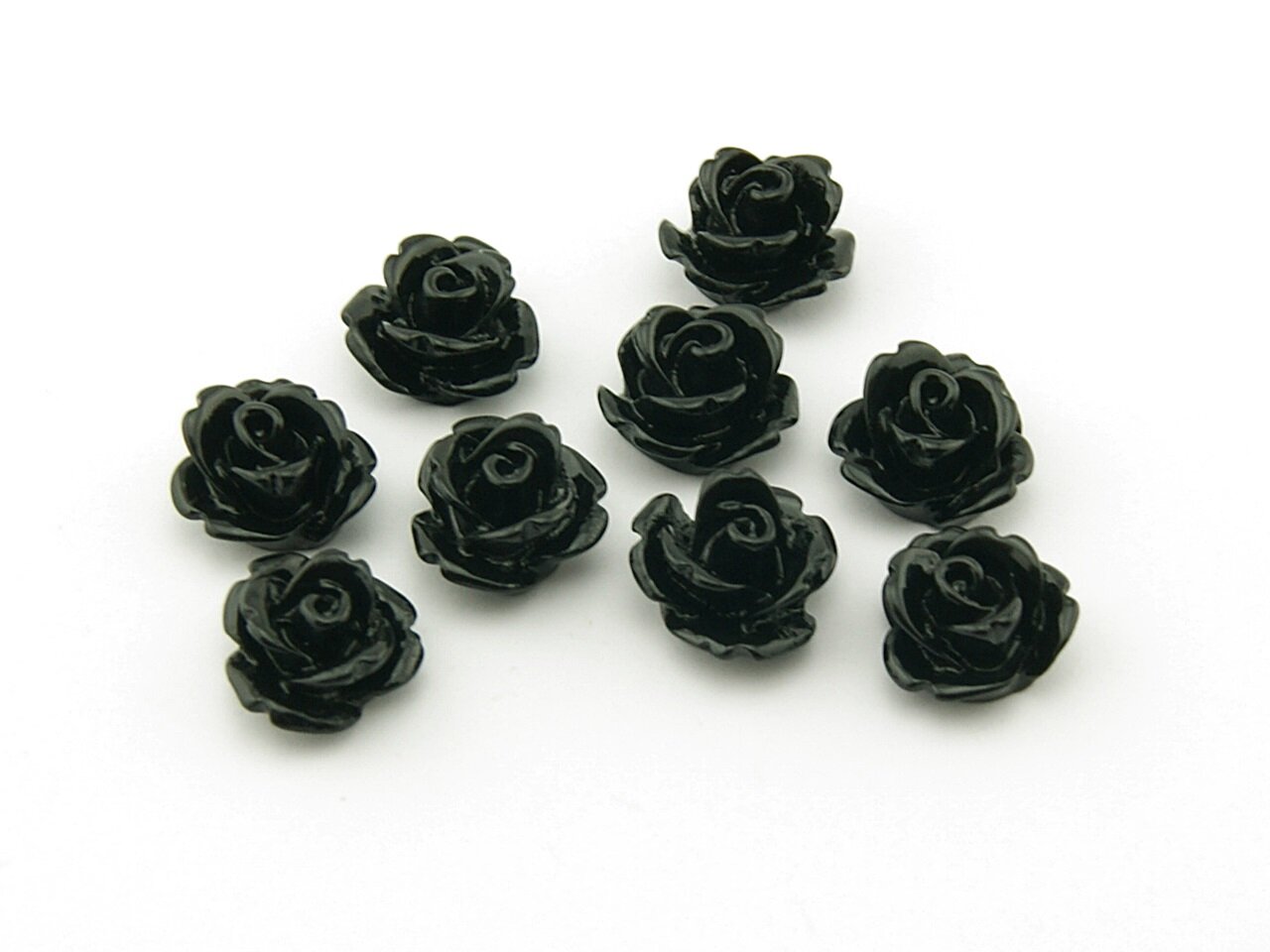10 schwarze Rosen 10 mm Resin günstig online kaufen! | Vintageparts.eu