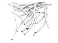 Tubenperlen aus Messing 30 mm in platinfarben 20er Set